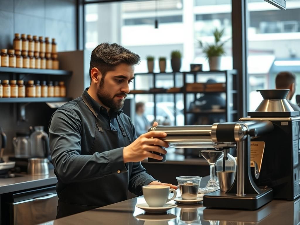 Questo puoi vederlo: un barista che serve un caffè con un cenno gentile