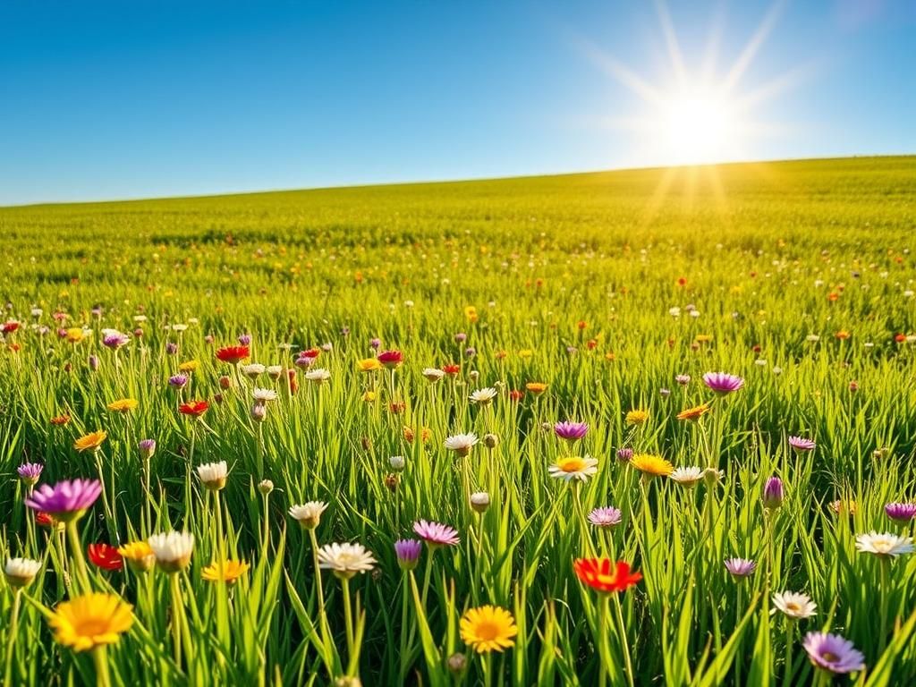 Questo puoi vederlo: un prato fiorito illuminato dal sole primaverile