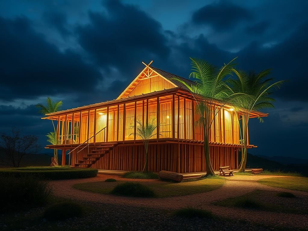 Questo puoi vederlo: un edificio in bamboo che ondeggia dolcemente al vento