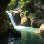 Questo puoi vederlo: una cascata nascosta tra le rocce verdi