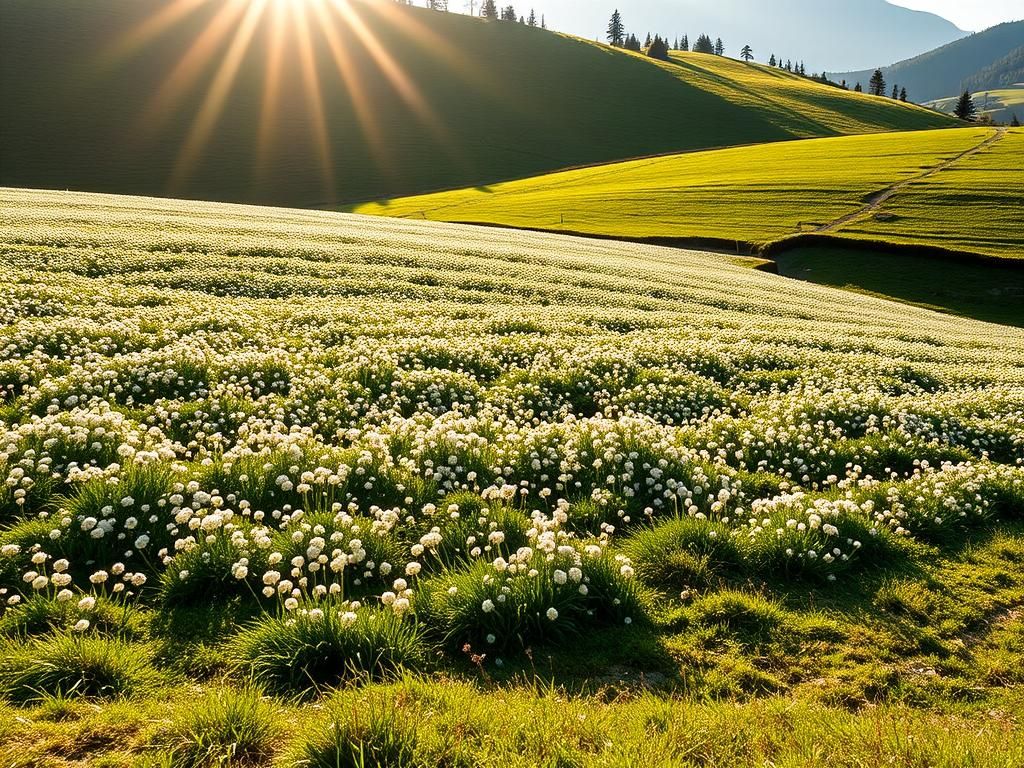 Questo puoi vederlo: un campo di margherite che si apre al sole del mattino