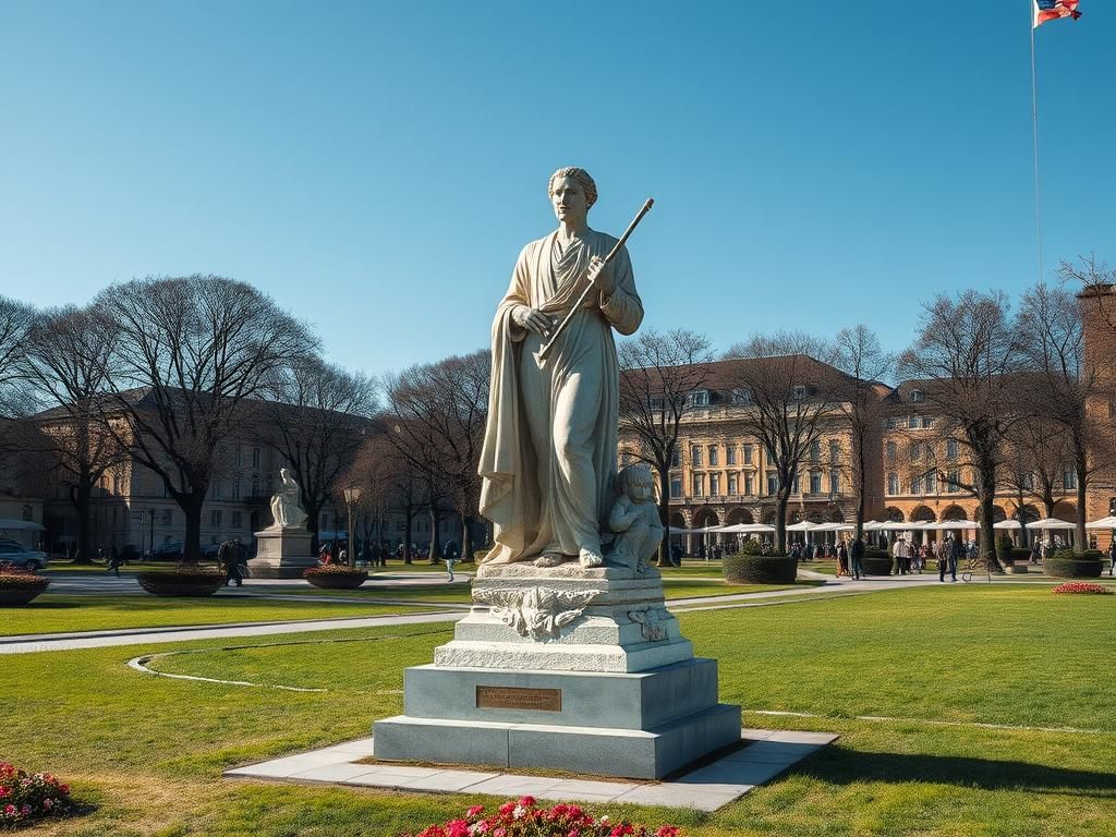 Questo puoi vederlo: una scultura di pietra in un parco pubblico