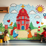 Questo puoi vederlo: un mosaico fatto da bambini su un muro di scuola