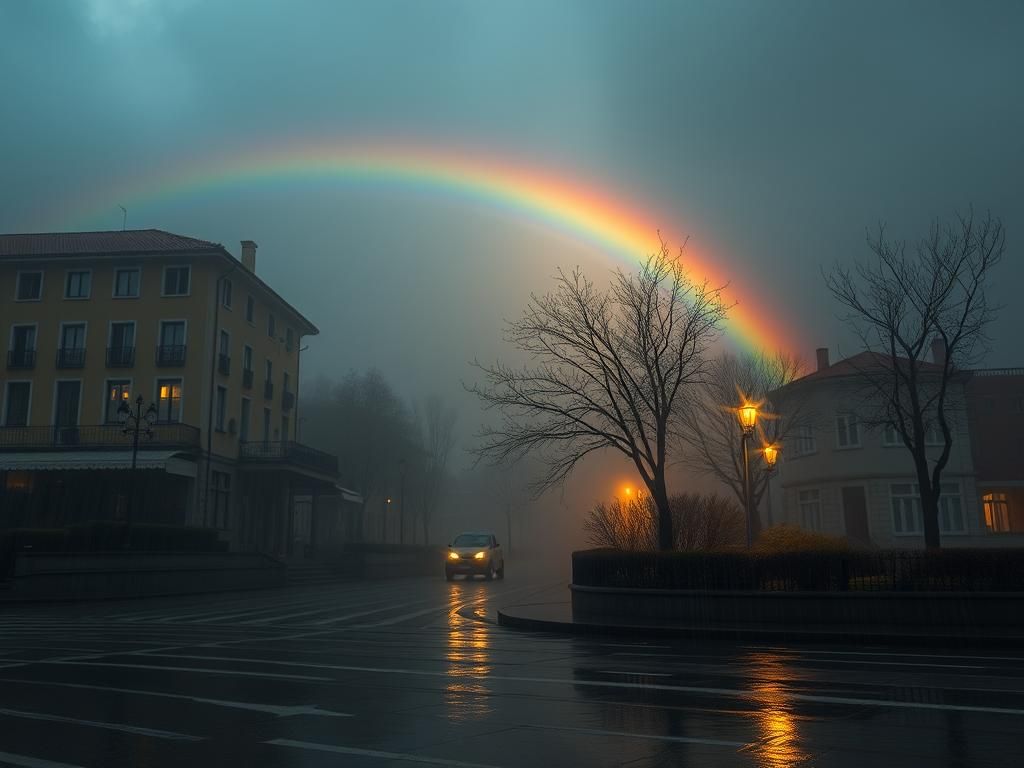 Questo puoi vederlo: un arcobaleno che appare dopo la pioggia