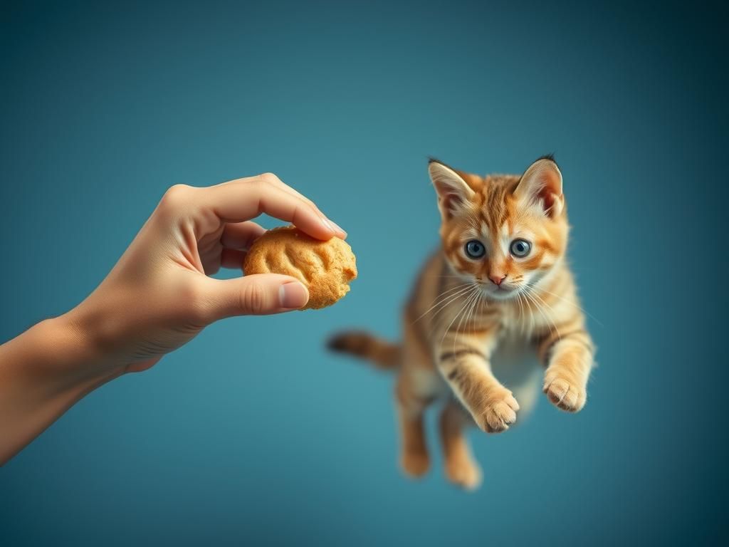 Questo puoi vederlo: una mano che porge un biscotto a un gatto randagio