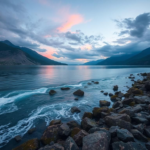 Questo puoi vederlo: una rondine che sfiora l’acqua di un lago al tramonto