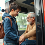 Questo puoi vederlo: un ragazzo che aiuta un anziano a scendere dall’autobus