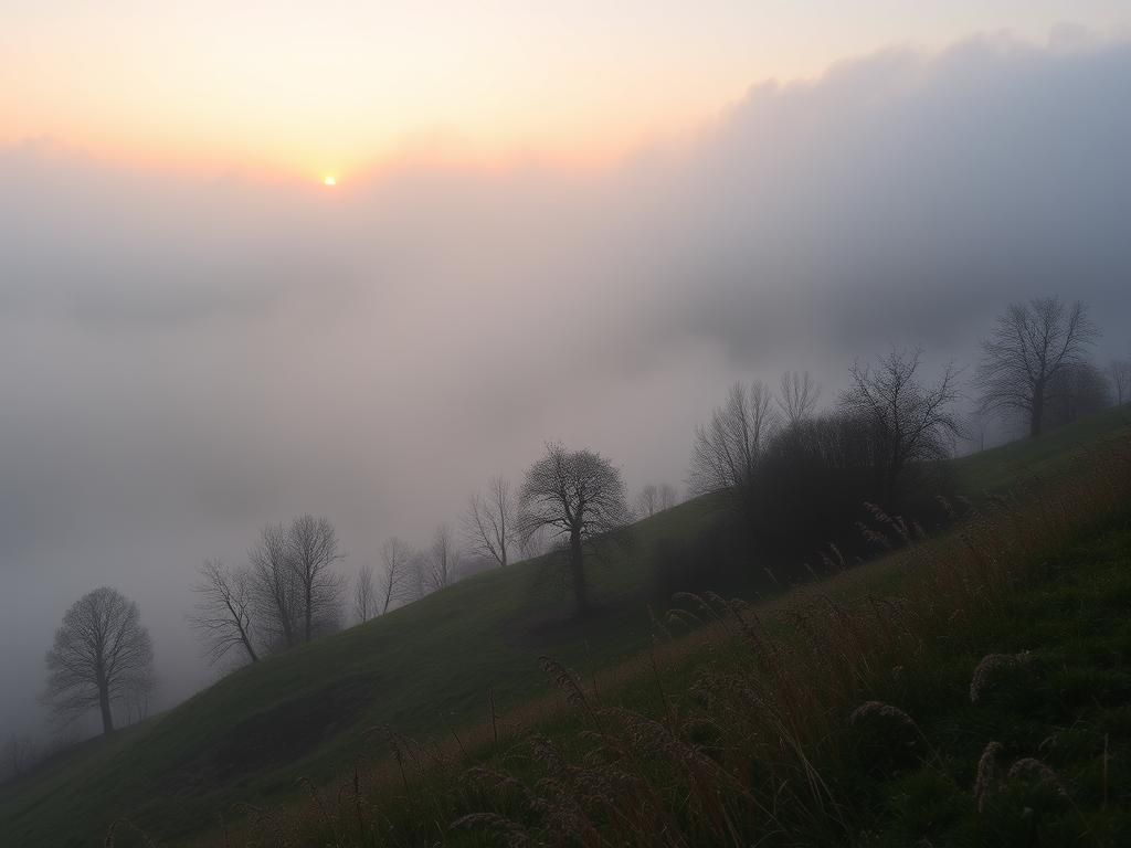 Questo puoi vederlo: una vallata avvolta nella nebbia del mattino