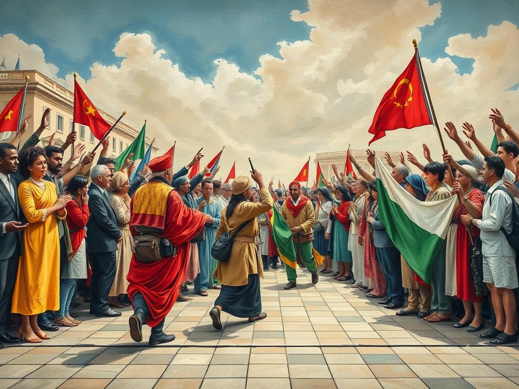 Questo puoi vederlo: un dipinto murale che celebra la pace tra i popoli