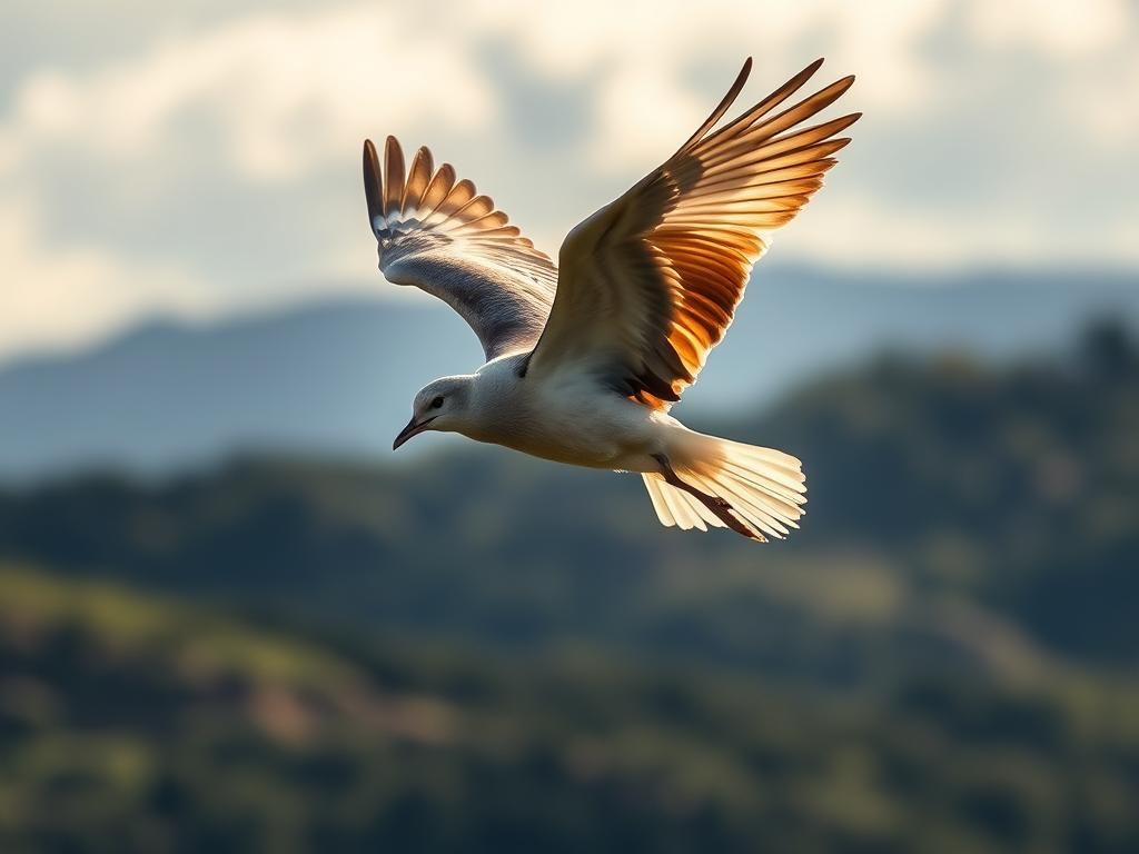 Questo puoi vederlo: un gabbiano che si alza in volo con il sole alle spalle